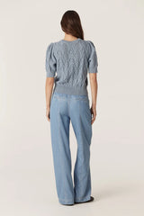 TAVI KNIT TOP in Dusty Blue from Cable Melbourne