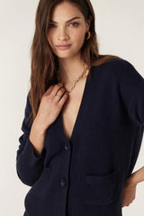 CASHWOOL V CARDIGAN in Navy from Cable Melbourne