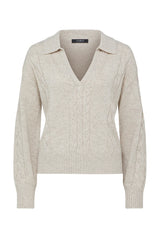 CASHWOOL CABLE POLO JUMPER in Sand from Cable Melbourne