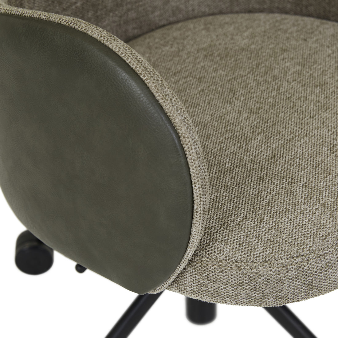 EDWIN OFFICE CHAIR in Khaki Grey / Vintage Matt Green PU by GlobeWest at Darling & Domain