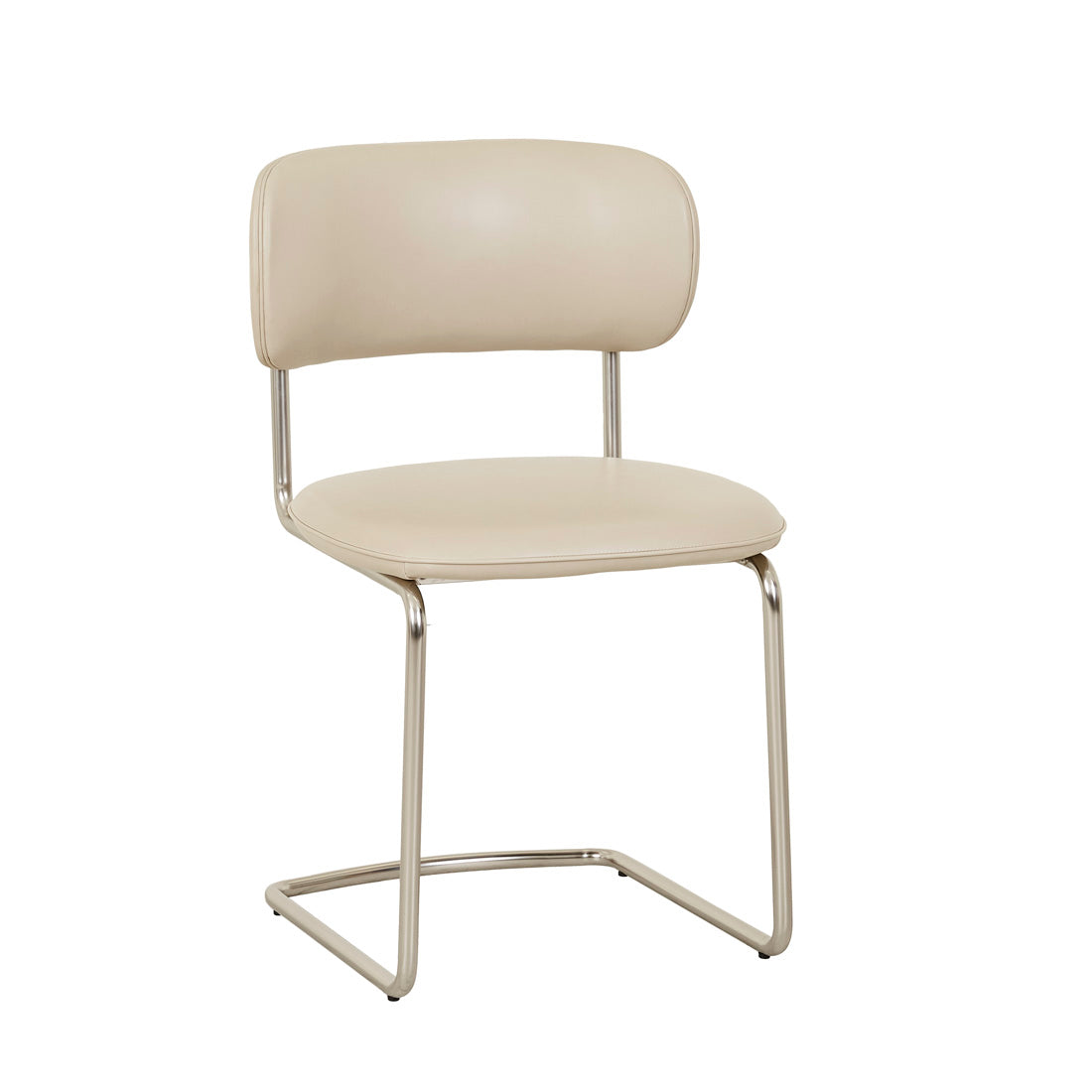 PICCOLO CANTILEVER DINING CHAIR in Sandstone PU / Brushed Chrome by GlobeWest at Darling & Domain