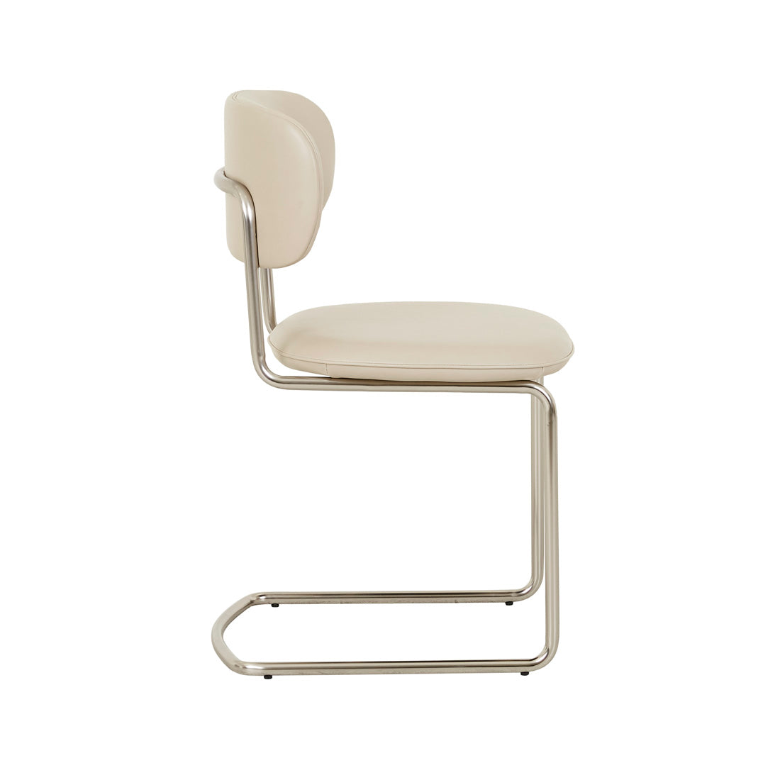 PICCOLO CANTILEVER DINING CHAIR in Sandstone PU / Brushed Chrome by GlobeWest at Darling & Domain