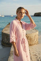 CORDELIA LINEN MIDI DRESS in Pink by Lola Australia