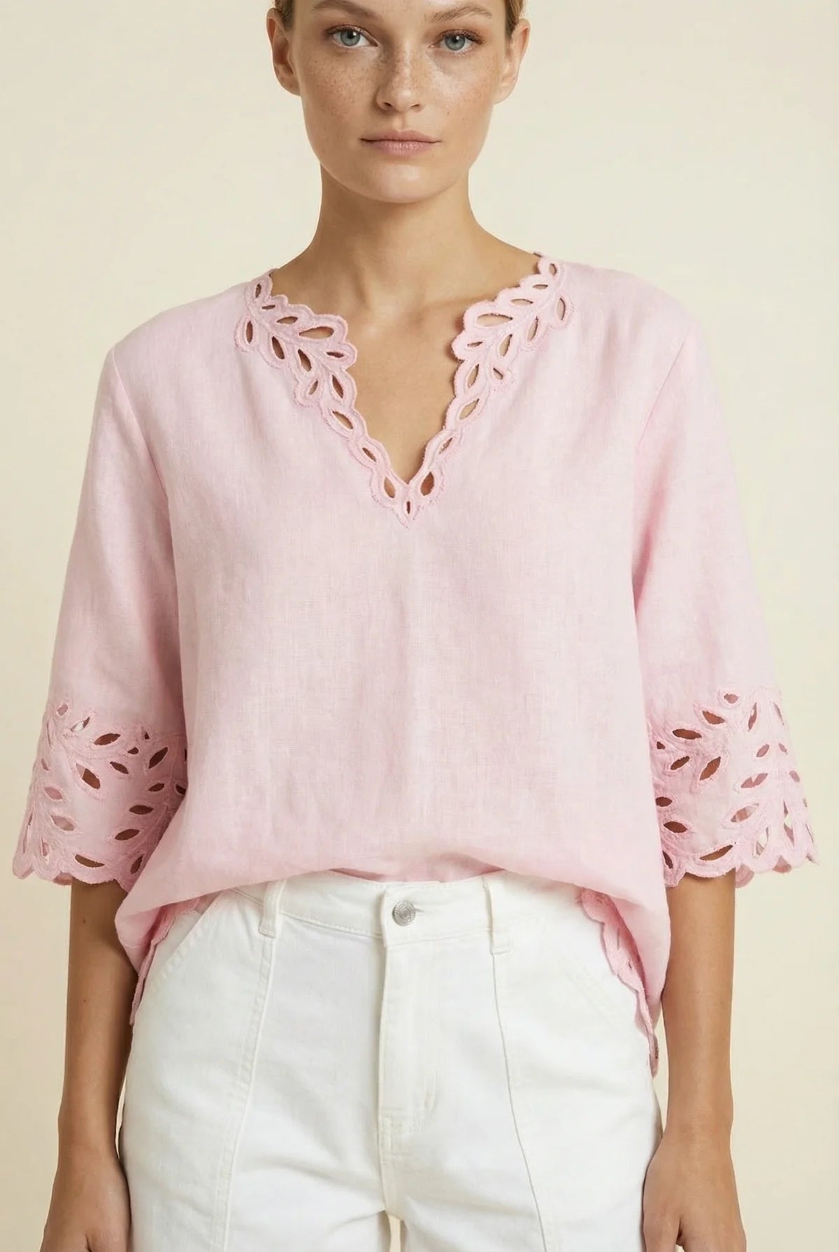 CORDELIA LINEN BLOUSE in Ballet Pink by Lola Australia