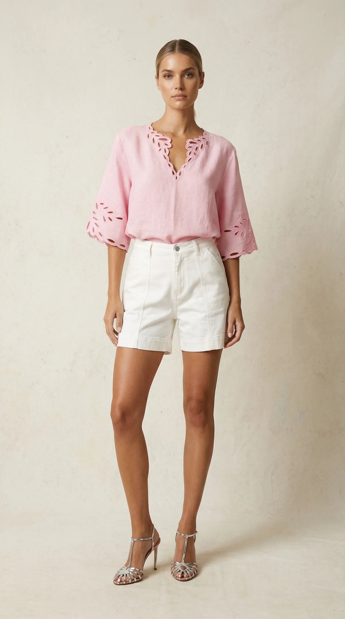 CORDELIA LINEN BLOUSE in Ballet Pink by Lola Australia