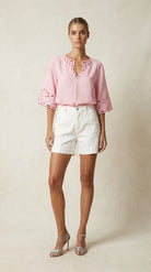 CORDELIA LINEN BLOUSE in Ballet Pink by Lola Australia