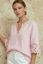 CORDELIA LINEN BLOUSE in Ballet Pink by Lola Australia