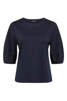 PIMA LANTERN SLEEVE TOP in Navy from Cable Melbourne