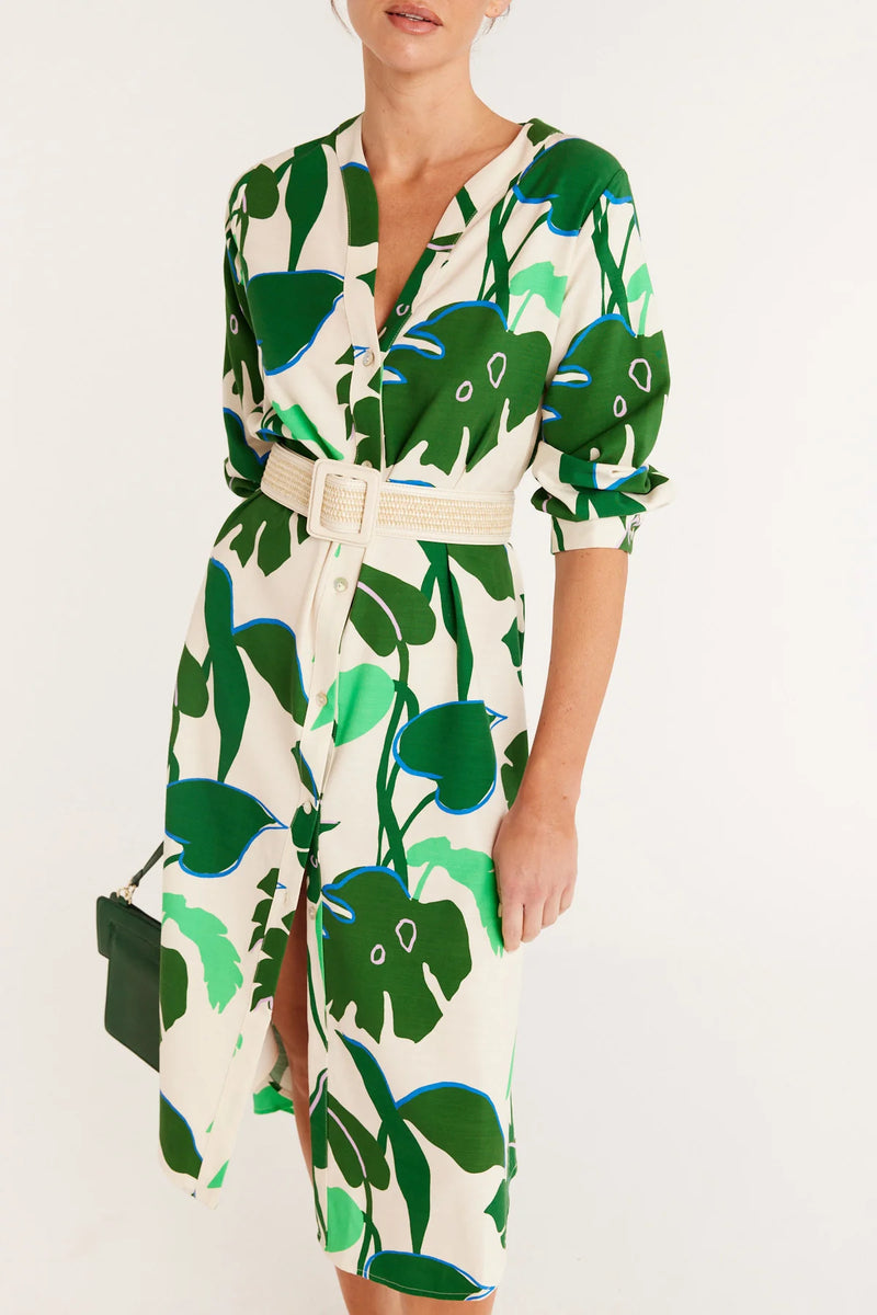 Cable Melbourne HAYMAN SHIRT DRESS in Green Palm Print
