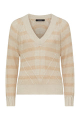 RAFFLES V NECK JUMPER in Natural Stripe from Cable Melbourne