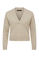 PURE CASHMERE V NECK CARDI | Oatmeal