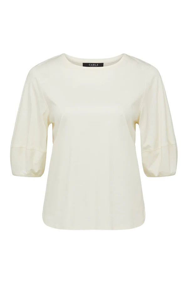 Cable Melbourne PIMA LANTERN SLEEVE TOP in Cream