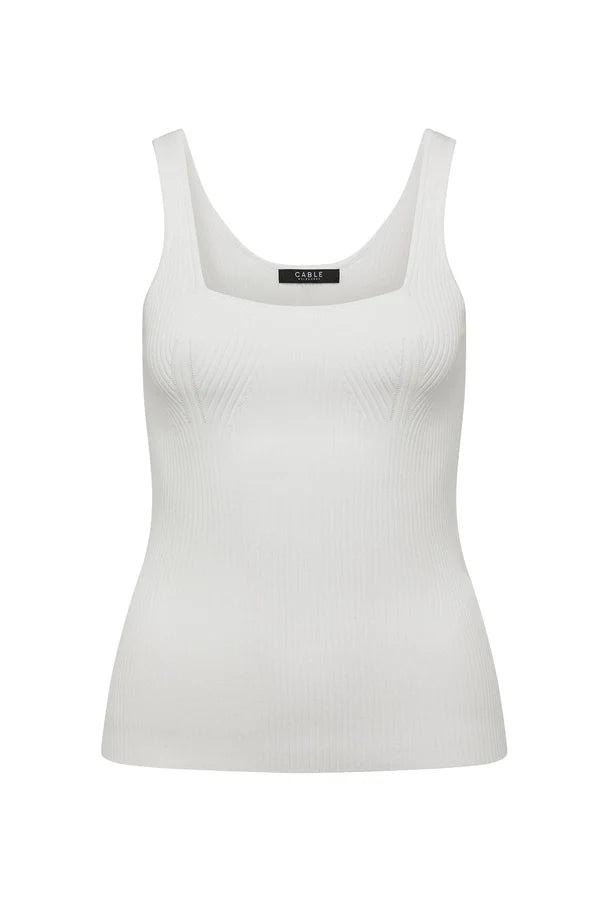 CREPE RIBBED KNIT TANK in White from Cable Melbourne