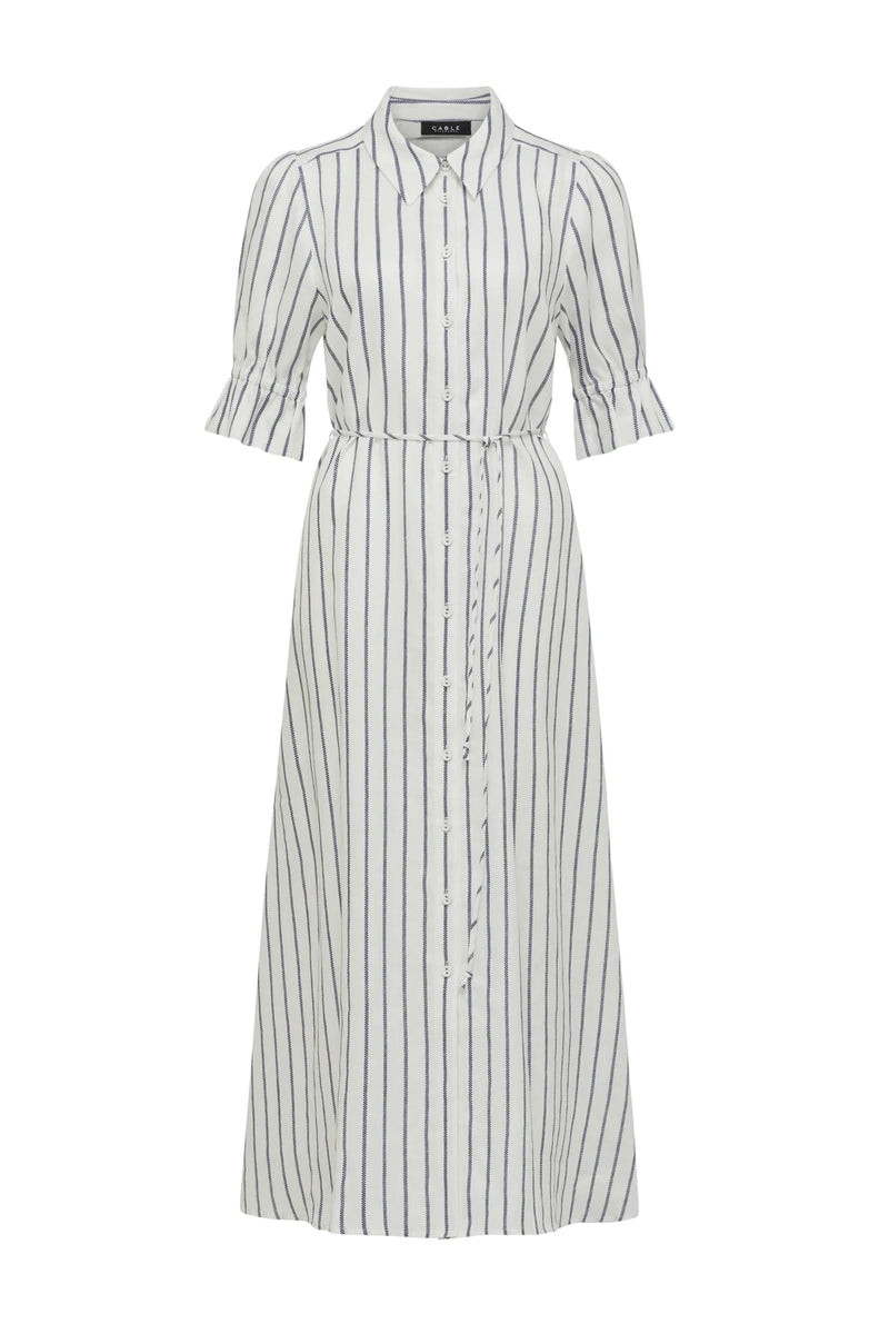 AVONDALE LINEN DRESS | Navy Stripe from Cable Melbourne