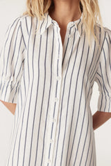 AVONDALE LINEN DRESS | Navy Stripe from Cable Melbourne