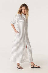 AVONDALE LINEN DRESS | Navy Stripe from Cable Melbourne