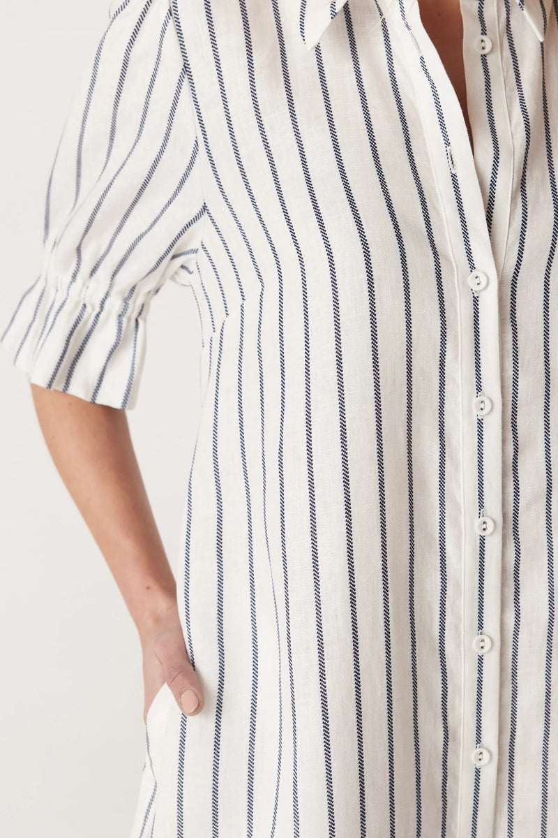 AVONDALE LINEN DRESS | Navy Stripe from Cable Melbourne