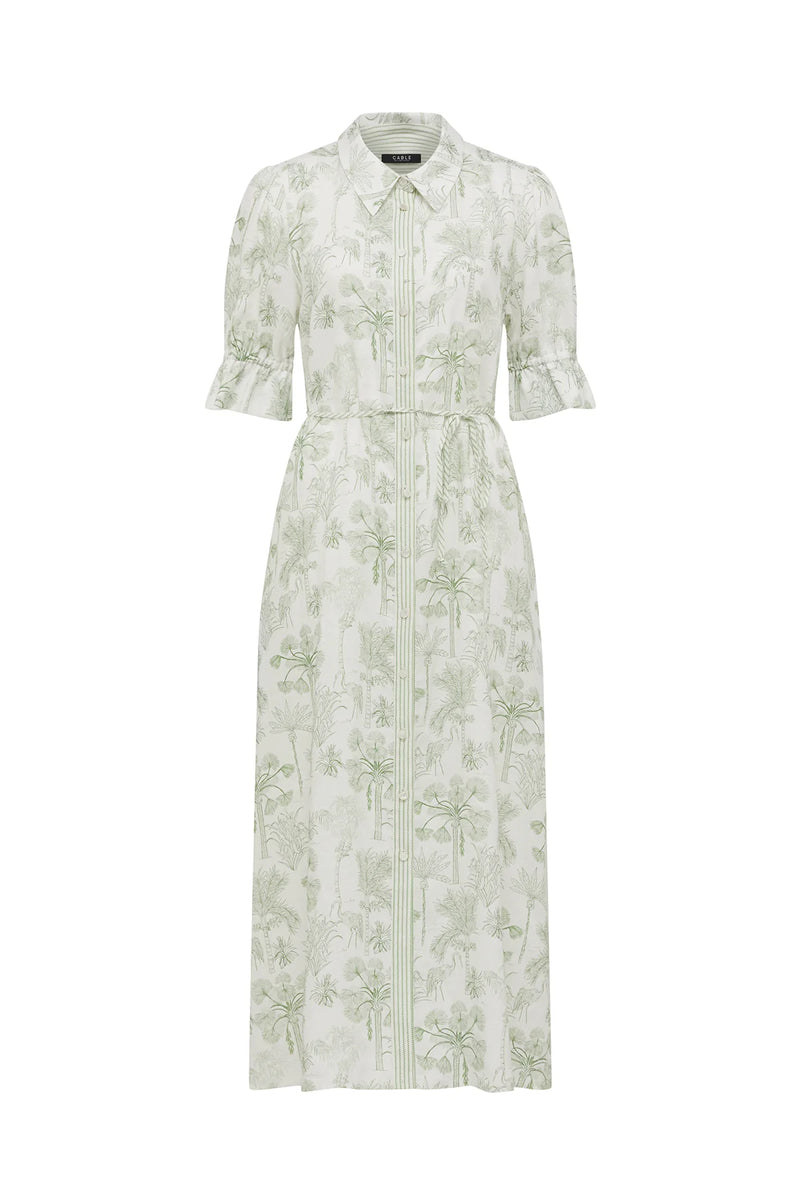 AVONDALE LINEN DRESS | Palm Print
