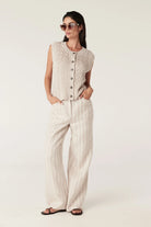 SAVANNAH LINEN PANT in Natural Stripe from Cable Melbourne