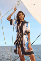 CALETTA LINEN DRESS in Blue Shell Print by Cable Melbourne