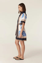 CALETTA LINEN DRESS in Blue Shell Print by Cable Melbourne