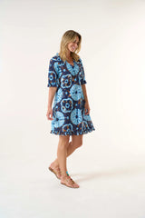 MIDDY INDI DRESS in Camogli Navy Cotton from Oneseason