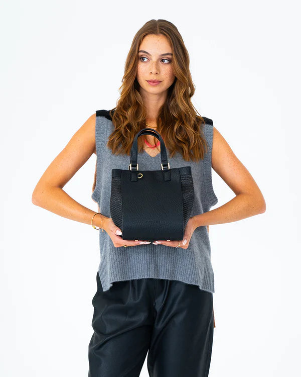 CARNEGIE TOTE in Black Weave by Elms and King