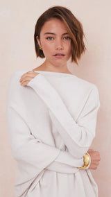 NATALIE ASYMMETRIC SWEATER | Ivory