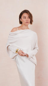 NATALIE ASYMMETRIC SWEATER | Ivory