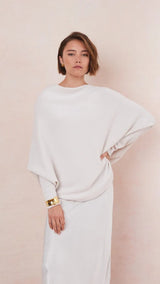NATALIE ASYMMETRIC SWEATER | Ivory