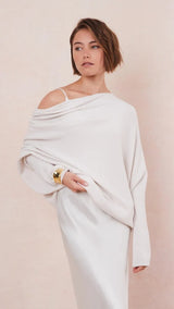 NATALIE ASYMMETRIC SWEATER | Ivory
