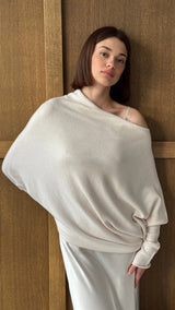NATALIE ASYMMETRIC SWEATER | Ivory