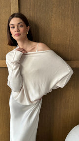 NATALIE ASYMMETRIC SWEATER | Ivory