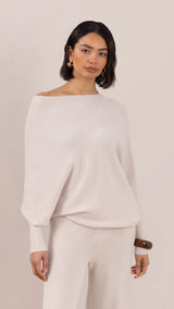 NATALIE ASYMMETRIC SWEATER | Ivory