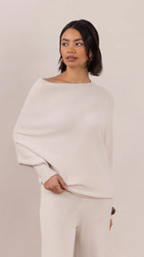 NATALIE ASYMMETRIC SWEATER | Ivory
