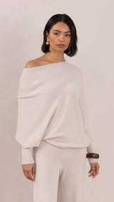 NATALIE ASYMMETRIC SWEATER | Ivory