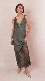 SOLANGE SLIP DRESS | Khaki