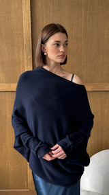 NATALIE ASYMMETRIC SWEATER | Deep Blue