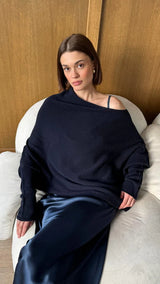 NATALIE ASYMMETRIC SWEATER | Deep Blue