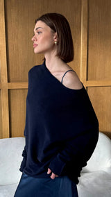 NATALIE ASYMMETRIC SWEATER | Deep Blue