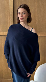 NATALIE ASYMMETRIC SWEATER | Deep Blue
