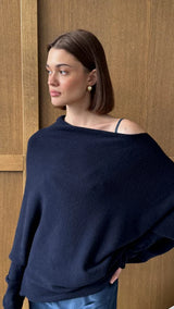 NATALIE ASYMMETRIC SWEATER | Deep Blue