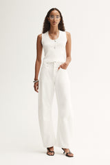 Chelsea Barrel Leg Jean in White by Elka Collective