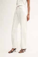 Chelsea Barrel Leg Jean in White by Elka Collective