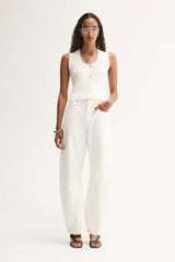 Chelsea Barrel Leg Jean in White by Elka Collective