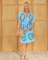 Cie Cie and Co Azure Midi Short Sleeve Robe in Sardine Coral