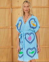 Cie Cie and Co Azure Midi Short Sleeve Robe in Sardine Coral