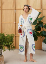 Cie Cie and Co Natural Long Robe in Palm + Crab Print