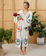 Cie Cie and Co Natural Long Robe in Palm + Crab Print