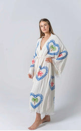 Cie Cie and Co Natural Long Robe in Palm + Crab Print